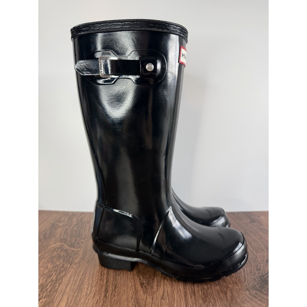 Hunter Original Kids Gloss Black Boot NIB Girl Size 2/ Boy Size 1 - Picture 5 of 13